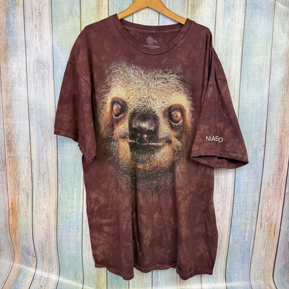 The Mountain Liquid Blue Sloth Face Classic Cotton T Shirt 2XL Niabi Zoo - Picture 5 of 5